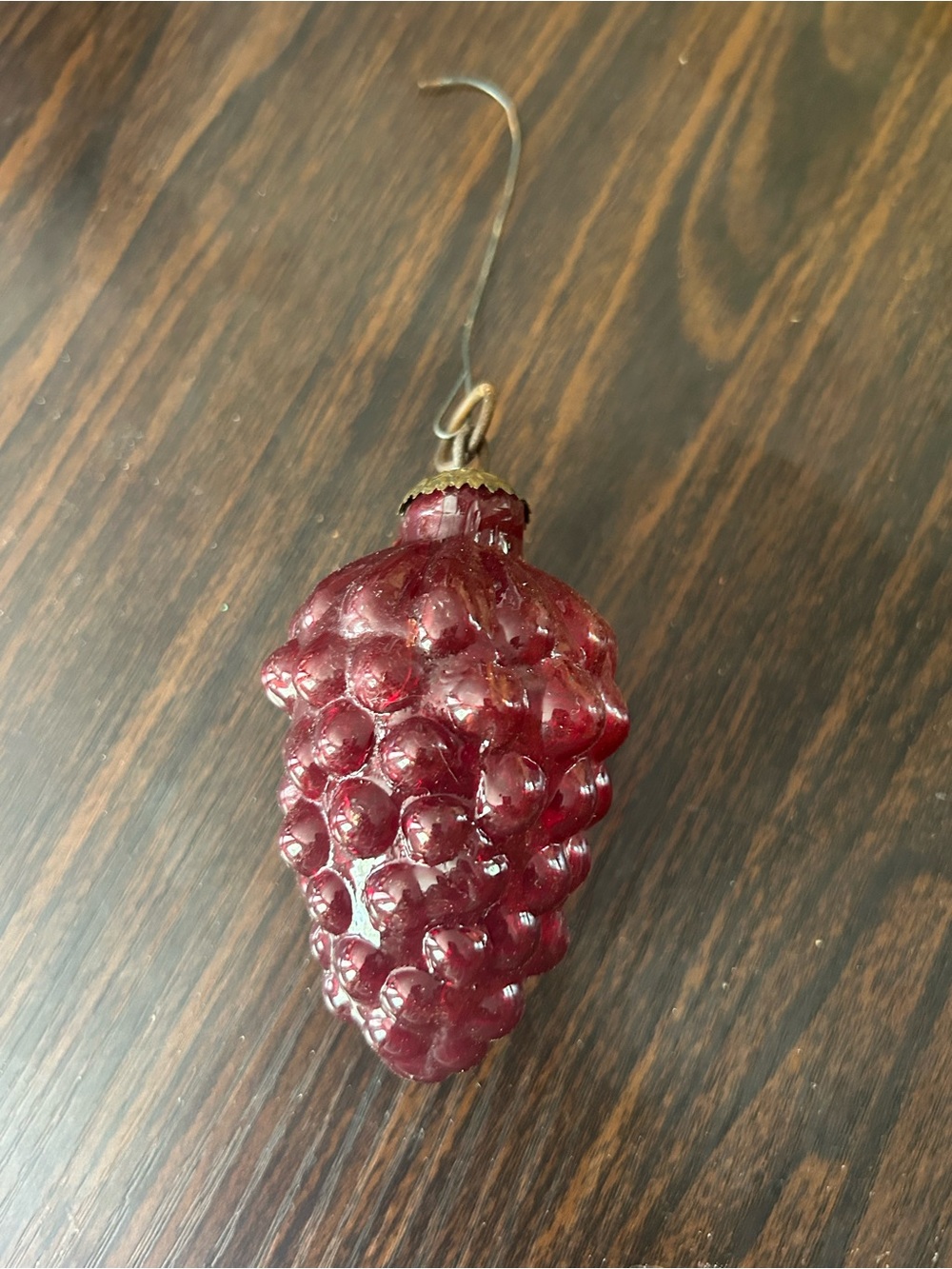 Vintage Glass Grape Ornament - Deep Red Home Accent